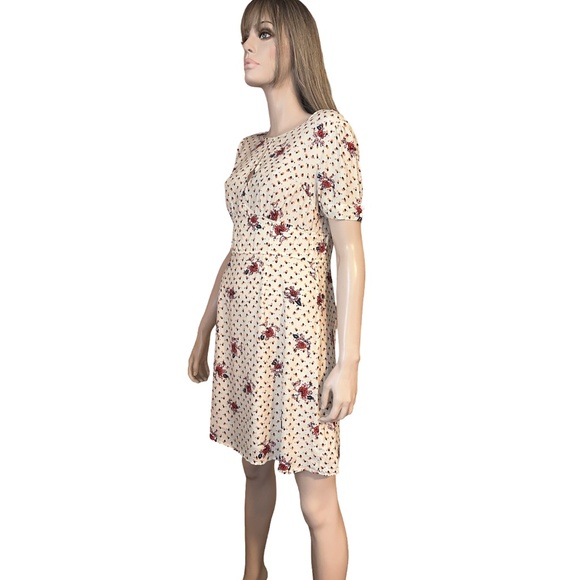 ModCloth Dress Keyhole Story A Line Floral Empire Waist Rayon Vintage Inspired - Picture 4 of 16